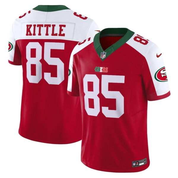 49ers Mexico Vapor Jersey V2 – All Stitched – Red Alternate – George Kittle Jersey