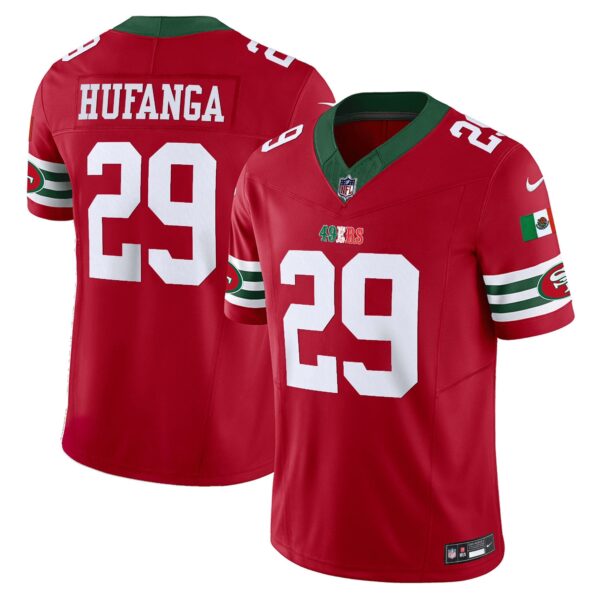 49ers Mexico Vapor Jersey V2 – All Stitched – Red – Talanoa Hufanga Jersey