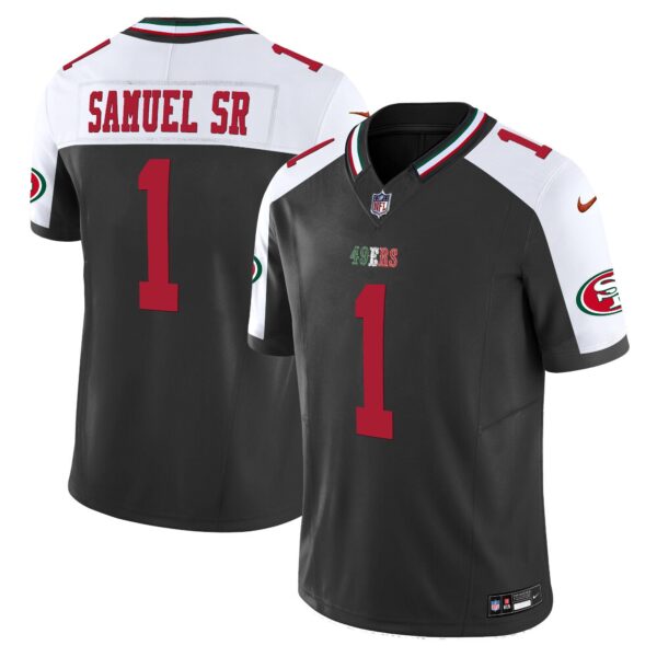 49ers Mexico Vapor Jersey V2 – All Stitched – Black Alternate – Deebo Samuel Jersey