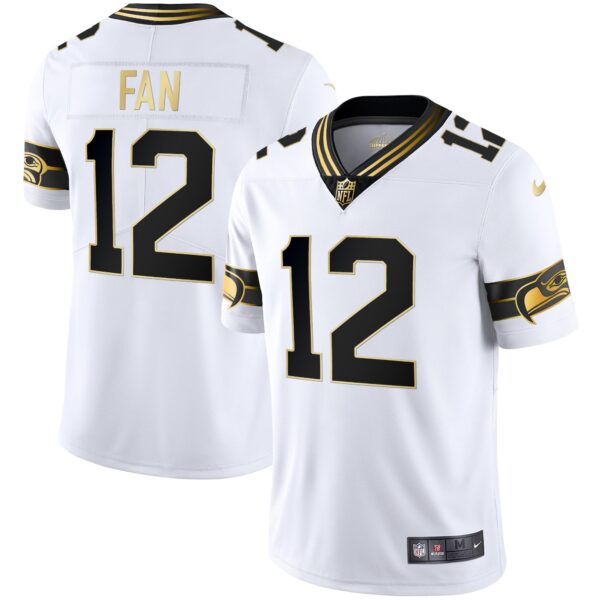 Seahawks Throwback & Gold Jersey – All Stitched – White Gold – 12th Fan Jersey