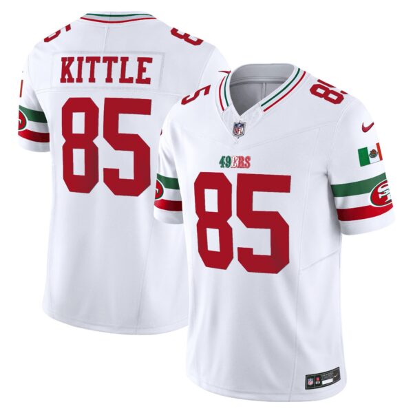 49ers Mexico Vapor Jersey V2 – All Stitched – White – George Kittle Jersey