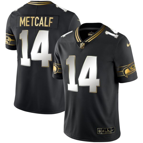 Seahawks Throwback & Gold Jersey – All Stitched – Black Limited – DK Metcalf Jersey