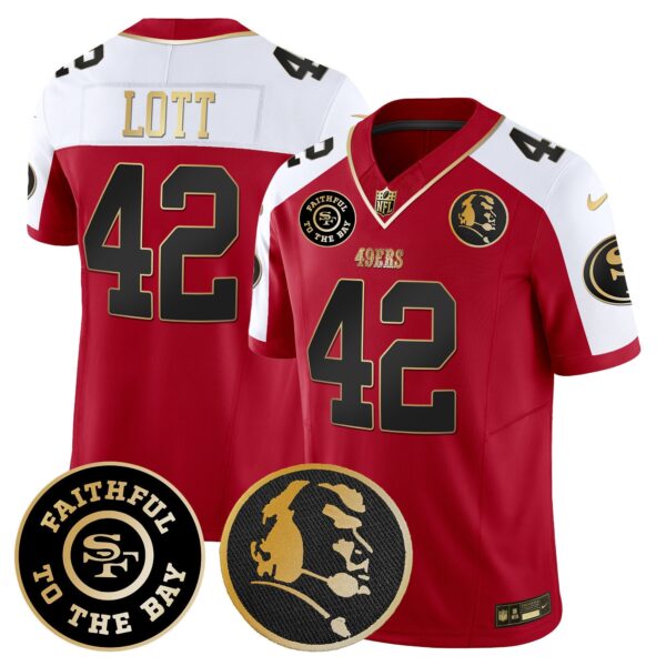 49ers Faithful & John Madden Patch Vapor Jersey – All Stitched – Alternate – Ronnie Lott Jersey