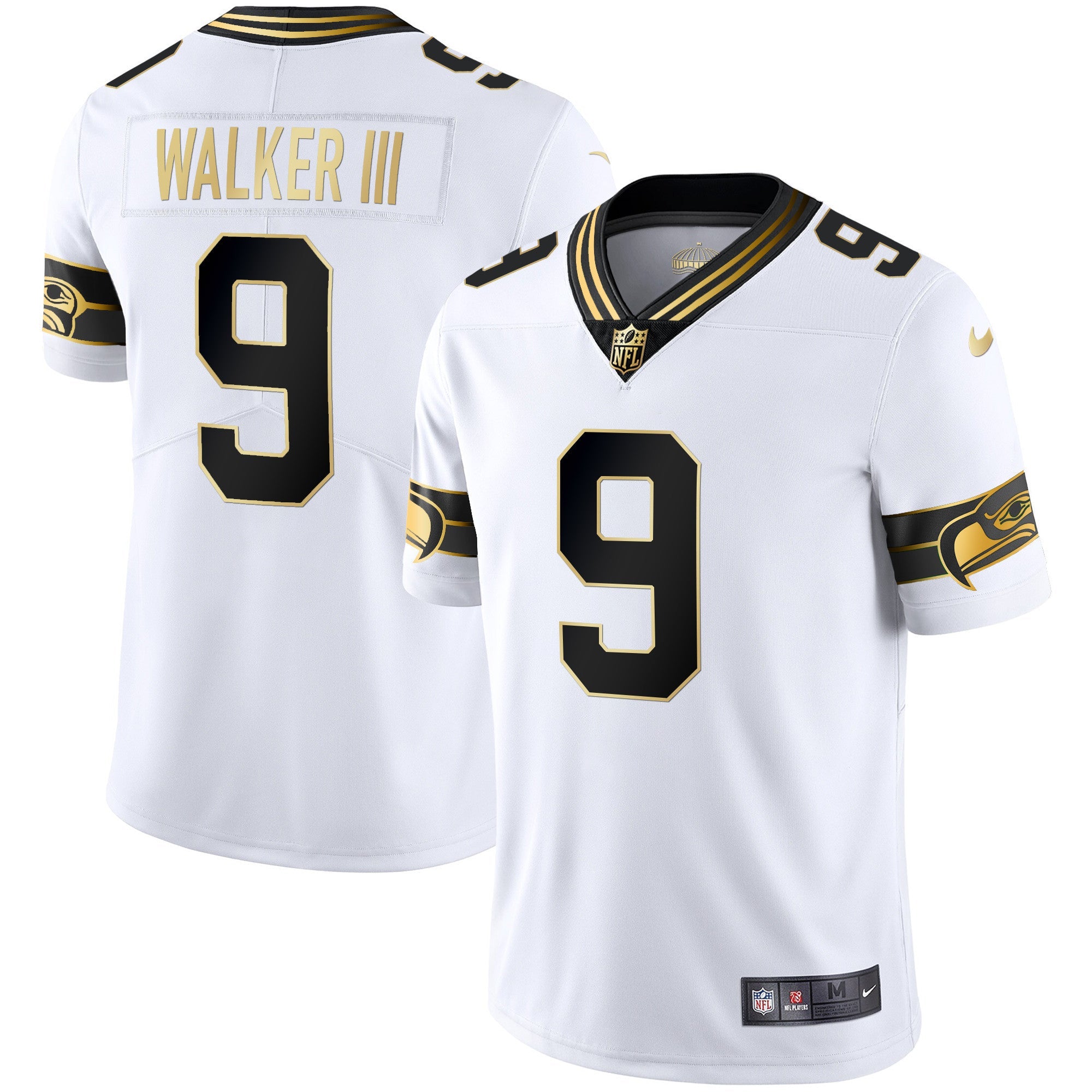 Seahawks Throwback & Gold Jersey – All Stitched – White Gold – Walker III Jersey