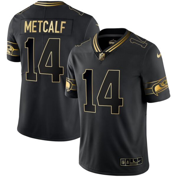 Seahawks Throwback & Gold Jersey – All Stitched – Black Gold – DK Metcalf Jersey