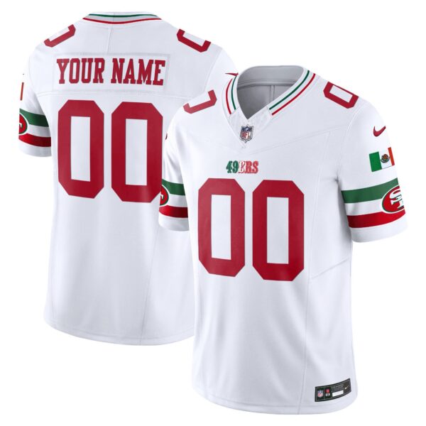 49ers Mexico Vapor Custom Jersey V2 – All Stitched – White Jersey