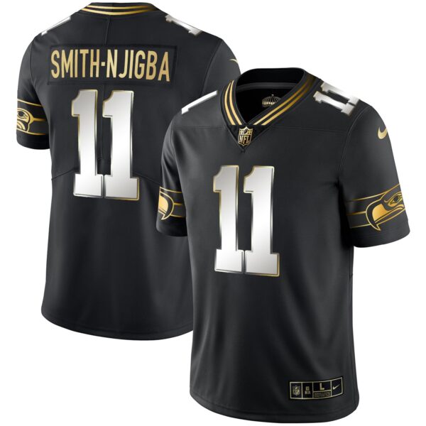Seahawks Throwback & Gold Jersey – All Stitched – Black Limited – Smith-Njigba Jersey