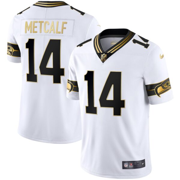 Seahawks Throwback & Gold Jersey – All Stitched – White Gold – DK Metcalf Jersey