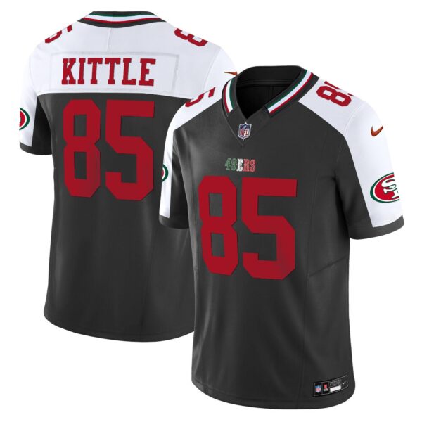 49ers Mexico Vapor Jersey V2 – All Stitched – Black Alternate – George Kittle Jersey