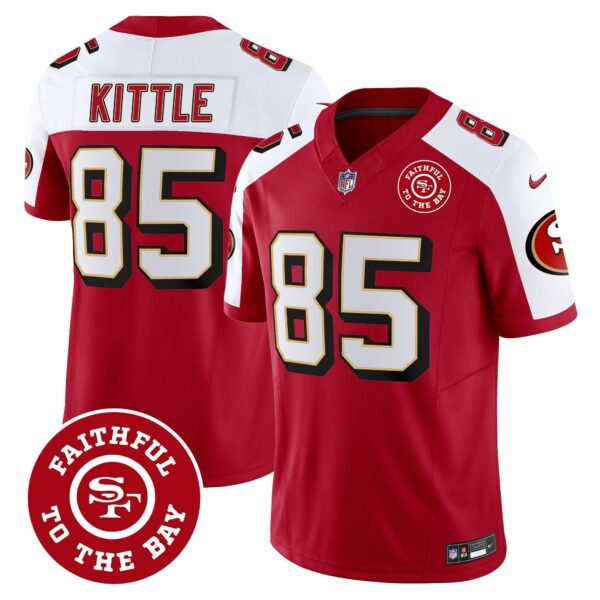 49ers Throwback Faithful To The Bay Patch Vapor Limited Jersey – All Stitched – Alternate – George Kittle Jersey