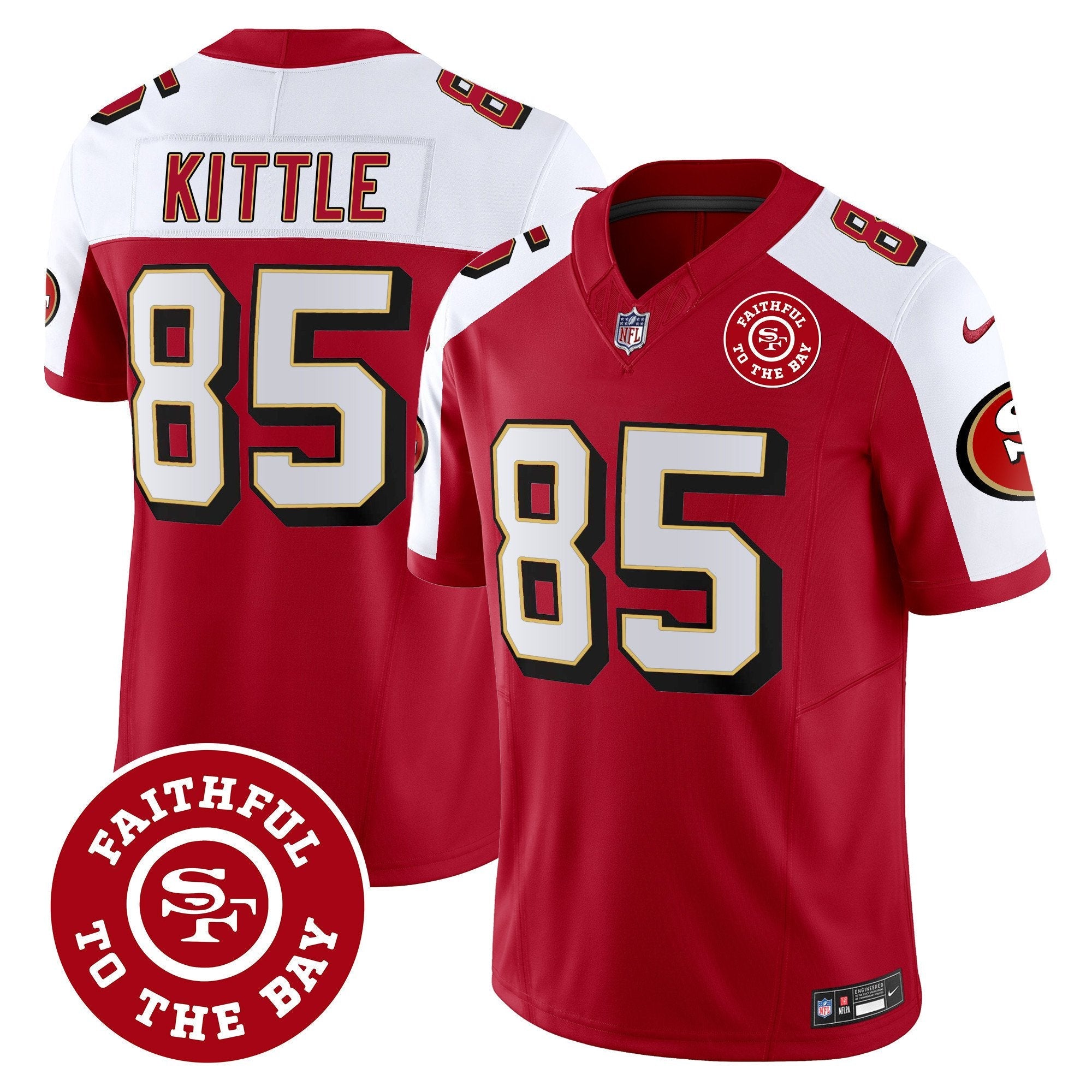 49ers Throwback Faithful To The Bay Patch Vapor Limited Jersey – All Stitched – Alternate – George Kittle Jersey