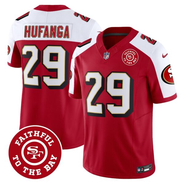 49ers Throwback Faithful To The Bay Patch Vapor Limited Jersey – All Stitched – Alternate – Talanoa Hufanga Jersey