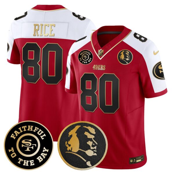 49ers Faithful & John Madden Patch Vapor Jersey – All Stitched – Alternate – Jerry Rice Jersey
