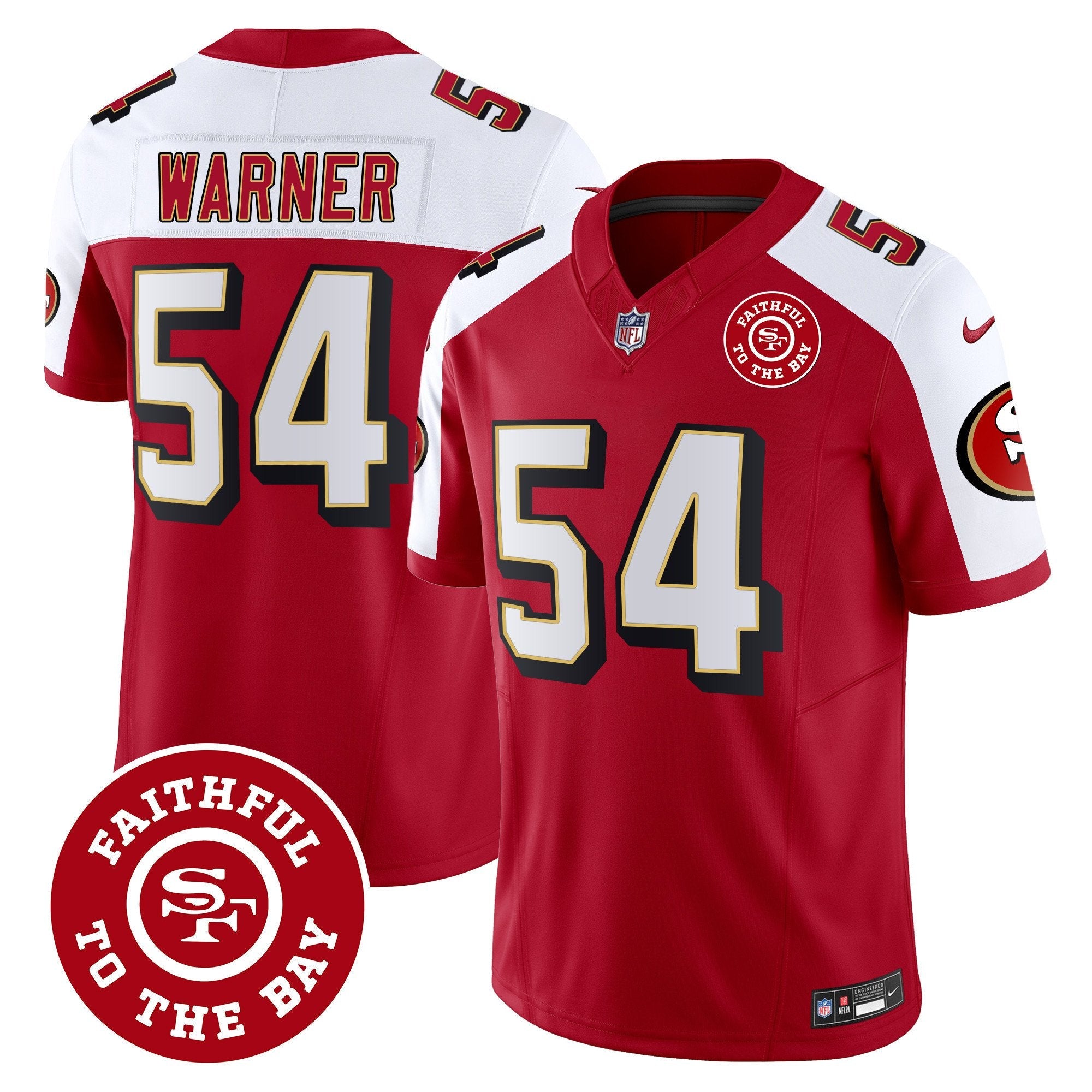 49ers Throwback Faithful To The Bay Patch Vapor Limited Jersey – All Stitched – Alternate – Fred Warner Jersey