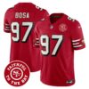 49ers Throwback Faithful To The Bay Patch Vapor Limited Jersey – All Stitched – Red – Nick Bosa Jersey