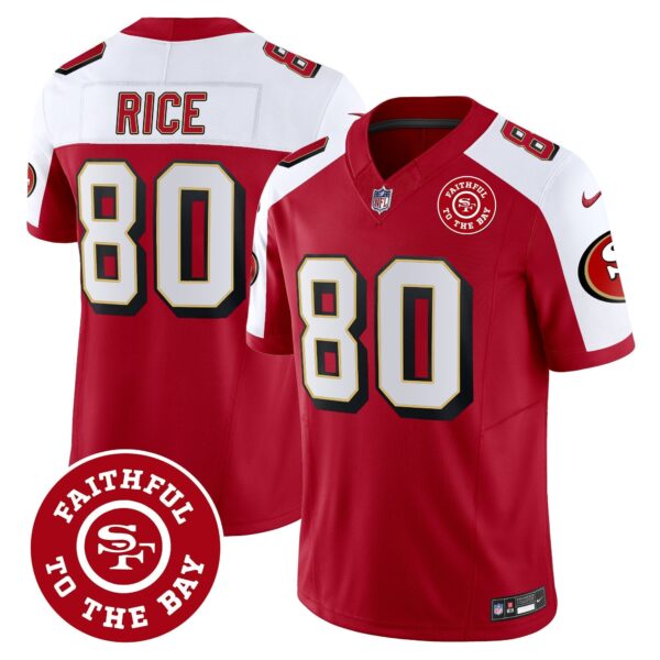 49ers Throwback Faithful To The Bay Patch Vapor Limited Jersey – All Stitched – Alternate – Jerry Rice Jersey