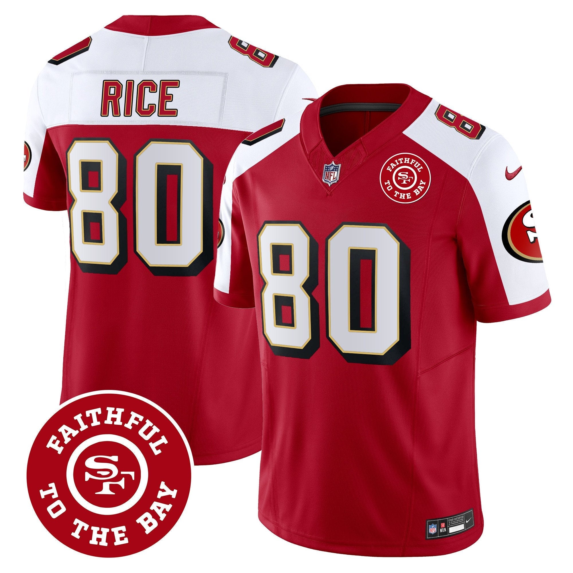 49ers Throwback Faithful To The Bay Patch Vapor Limited Jersey – All Stitched – Alternate – Jerry Rice Jersey