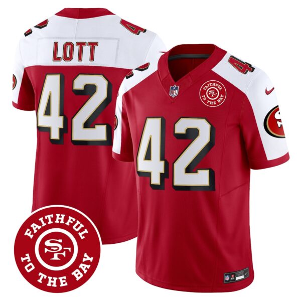 49ers Throwback Faithful To The Bay Patch Vapor Limited Jersey – All Stitched – Alternate – Ronnie Lott Jersey
