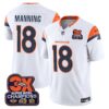 Denver Broncos 3-Time Champions Patch Vapor Limited Jersey – All Stitched – White – Peyton Manning Jersey