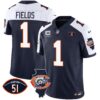 Bears Throwback Illinois Patch Vapor Jersey – All Stitched – Navy Alternate – Justin Fields Jersey