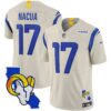Rams California Patch Vapor Limited Jersey – All Stitched – Bone – Puka Nacua Jersey