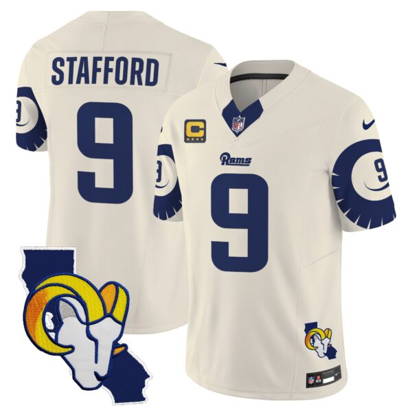 Rams Special Vapor Limited Jersey V2 – All Stitched – Bone – Matthew Stafford Jersey