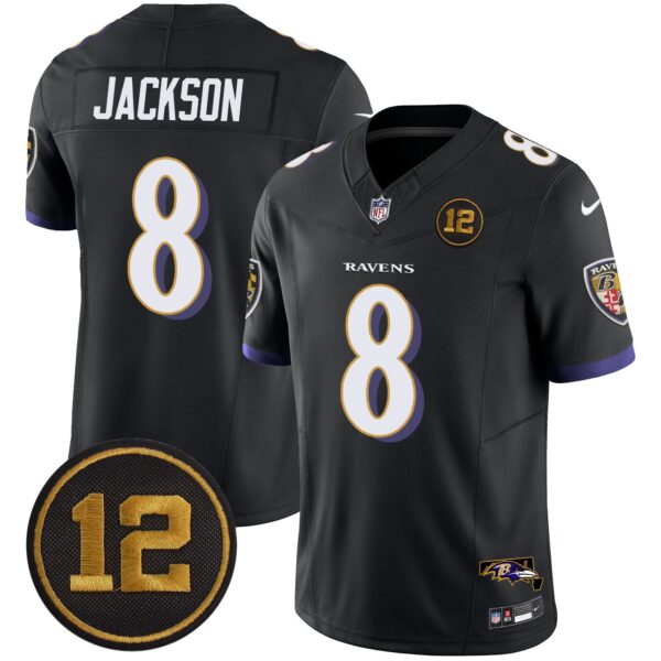 Ravens Jacoby Jones Patch Vapor Limited Jersey – All Stitched – Black – Lamar Jackson Jersey
