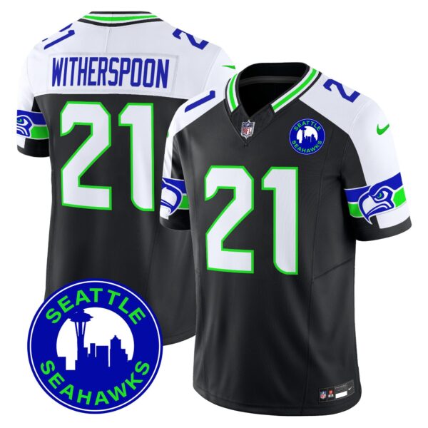 Seahawks 2024 Seattle City Patch Vapor Limited Jersey – All Stitched – Black Alternate – Devon Witherspoon Jersey