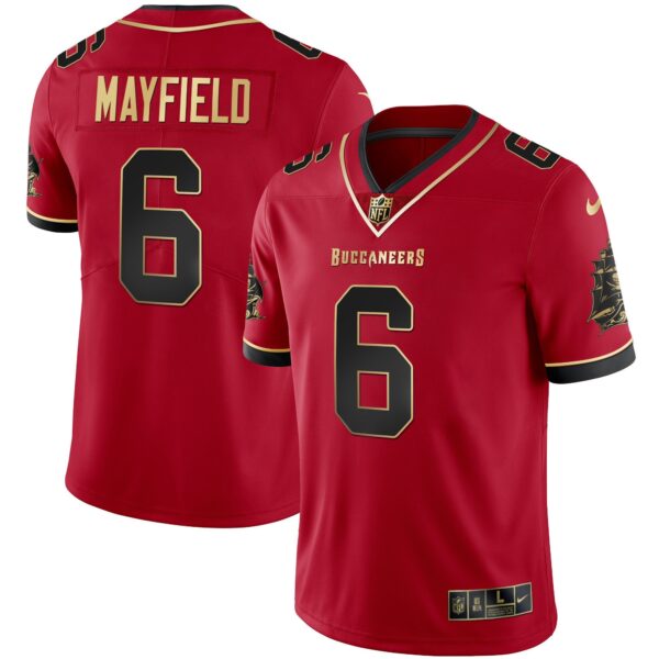 Buccaneers Gold Vapor Jersey – All Stitched – Black Red – Baker Mayfield Jersey