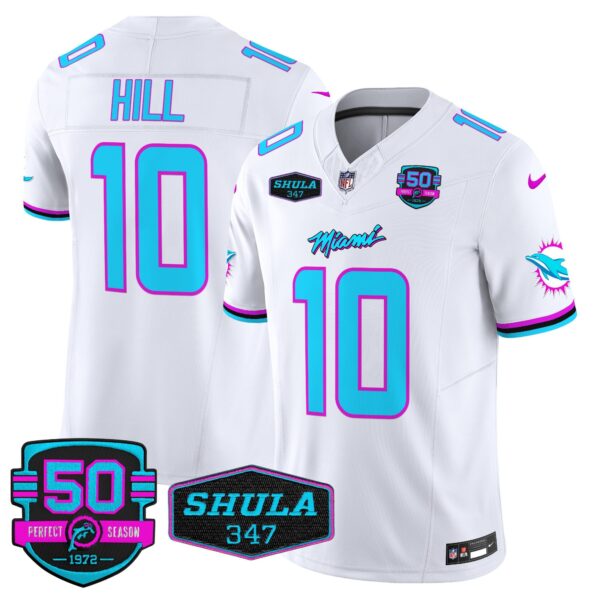 Dolphins Miami Vice Vapor Limited Jersey V4 – All Stitched – White – Tyreek Hill Jersey