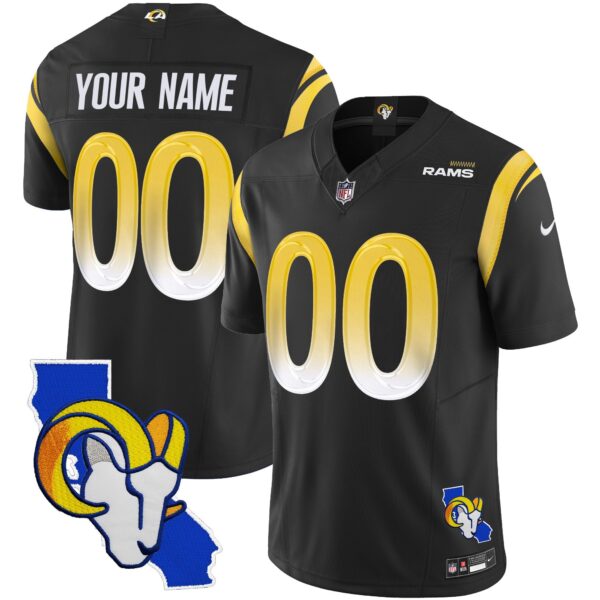 Rams California Patch Vapor Limited Custom Jersey – All Stitched – Black Jersey