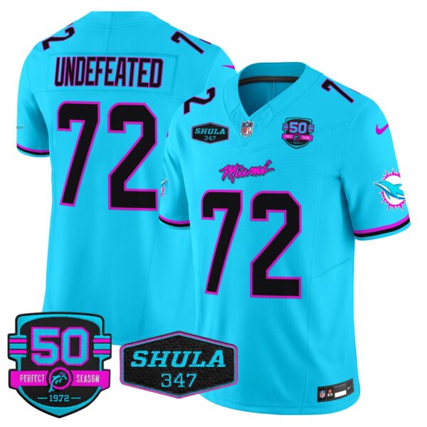 Dolphins Miami Vice Vapor Limited Jersey V4 – All Stitched – Aqua – Undefeated Jersey