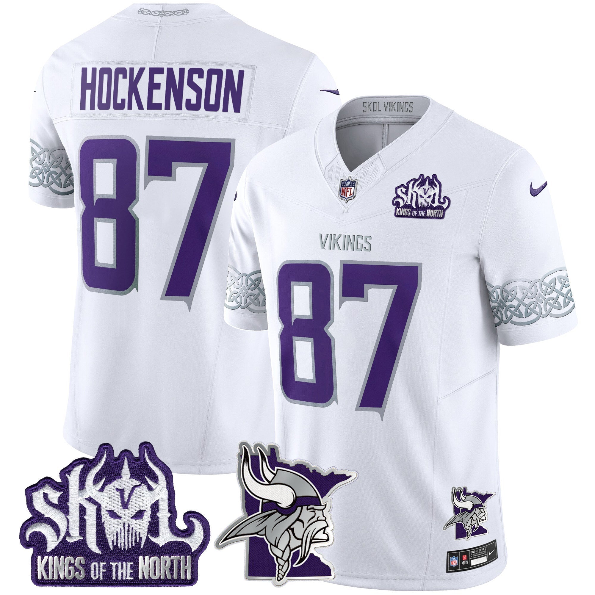 Minnesota Vikings 2024 Winter Warrior Skol Patch Vapor Limited Jersey V2 – All Stitched – White – T.J. Hockenson Jersey