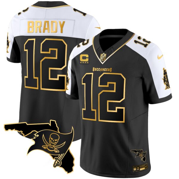 Buccaneers Florida Patch Vapor Gold Jersey – All Stitched – Alternate – Tom Brady Jersey
