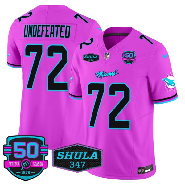 Dolphins Miami Vice Vapor Limited Jersey V4 – All Stitched – Pink – Undefeated Jersey