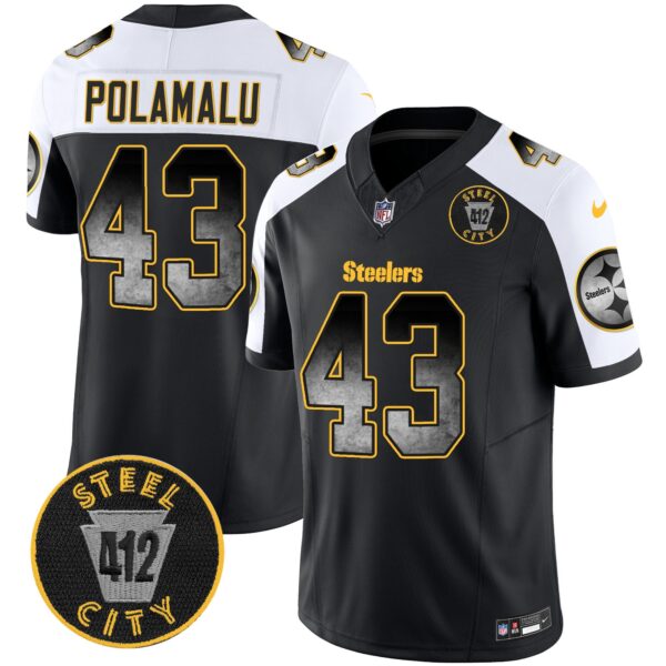 Steelers Arch Smoke 412 Patch Vapor Limited Jersey – All Stitched – Alternate – Troy Polamalu Jersey