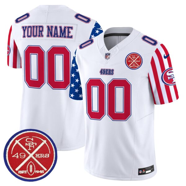 49ers American Style Vapor Limited Custom Jersey – All Stitched – White Jersey
