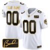 Vikings Bud Grant Patch Gold Limited Custom Jersey V2 – All Stitched – White Gold Jersey
