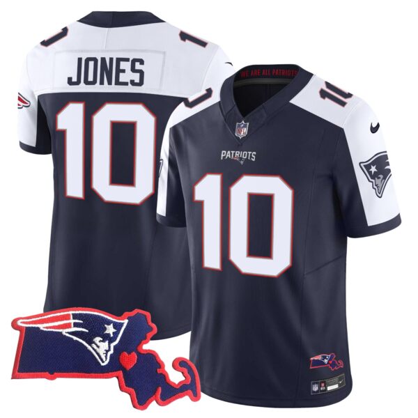 Patriots Massachusetts Patch Vapor Jersey – All Stitched – Alternate – Mac Jones Jersey