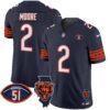 Bears Illinois & Dick Butkus Patch Vapor Limited Jersey – All Stitched – Navy – D.J. Moore Jersey