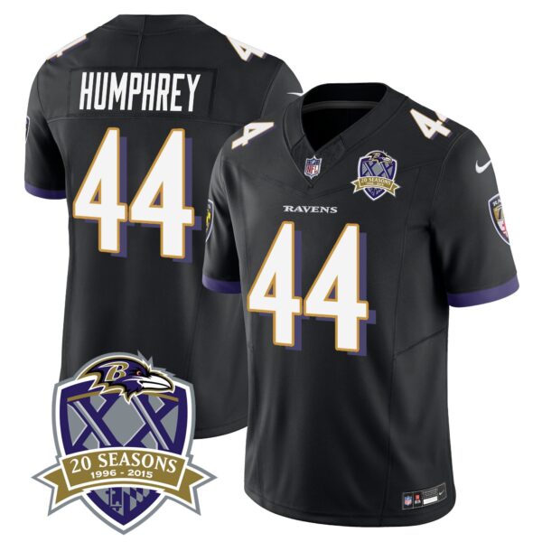 Ravens 20th Season Patch Vapor Limited Jersey – All Stitched – Black – Marlon Humphrey Jersey