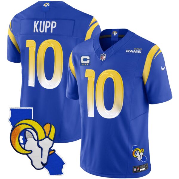 Rams California Patch Vapor Limited Jersey – All Stitched – Royal – Cooper Kupp Jersey