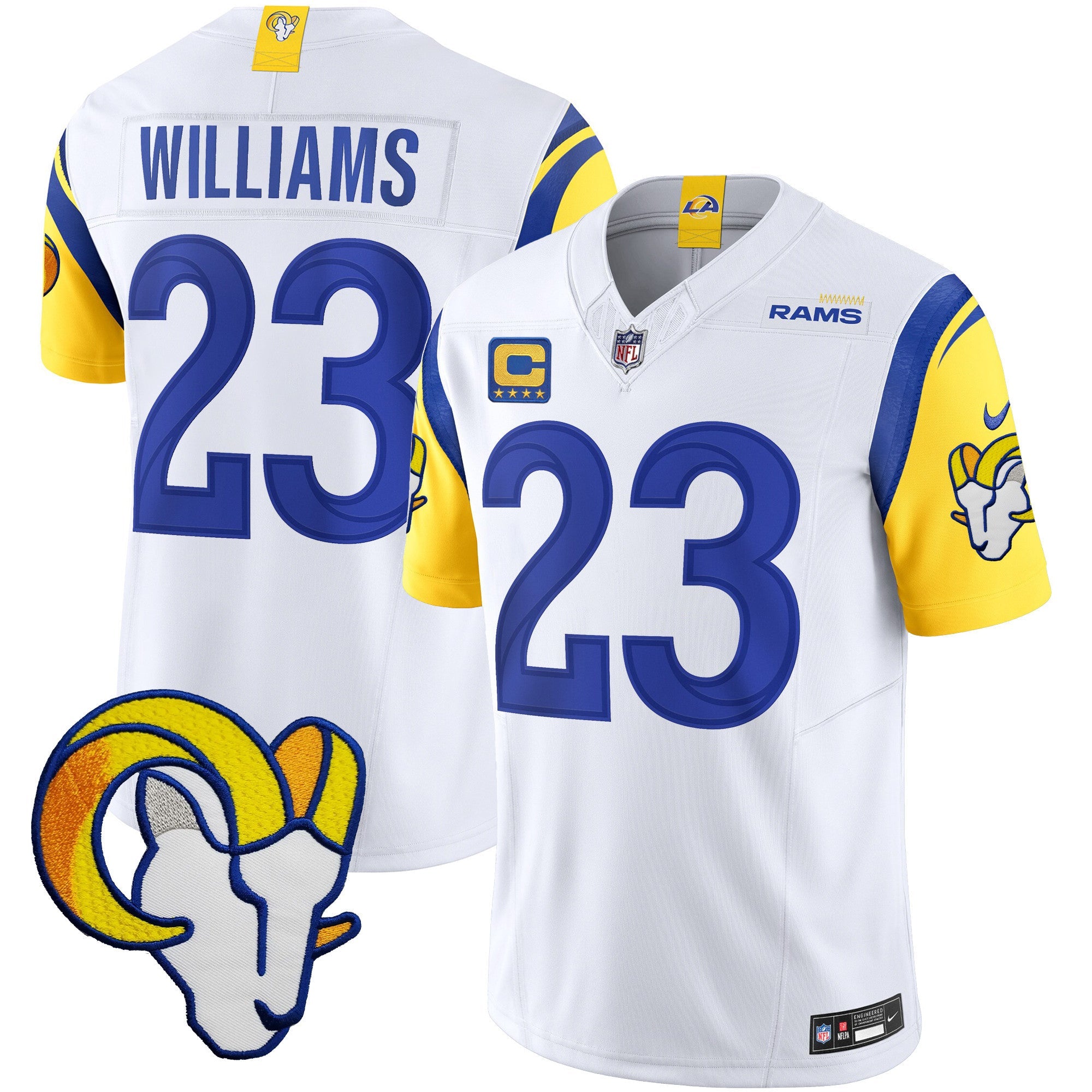 Rams Vapor Limited Jersey V2 – All Stitched – White – Kyren Williams Jersey
