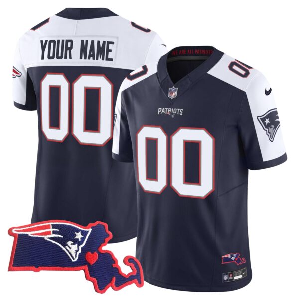 Patriots Massachusetts Patch Vapor Custom Jersey – All Stitched – Alternate Jersey