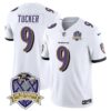 Ravens 20th Season Patch Vapor Limited Jersey – All Stitched – White – Justin Tucker Jersey