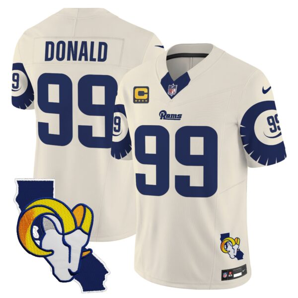 Rams Special Vapor Limited Jersey V2 – All Stitched – Bone – Aaron Donald Jersey