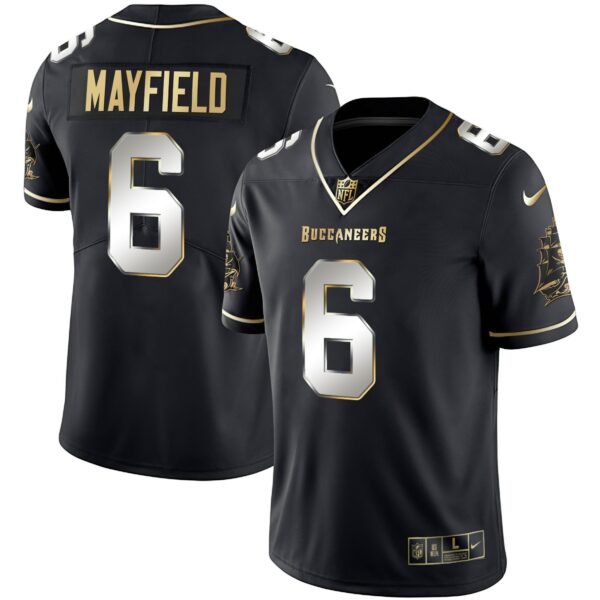 Buccaneers Gold Vapor Jersey – All Stitched – Black Limited – Baker Mayfield Jersey