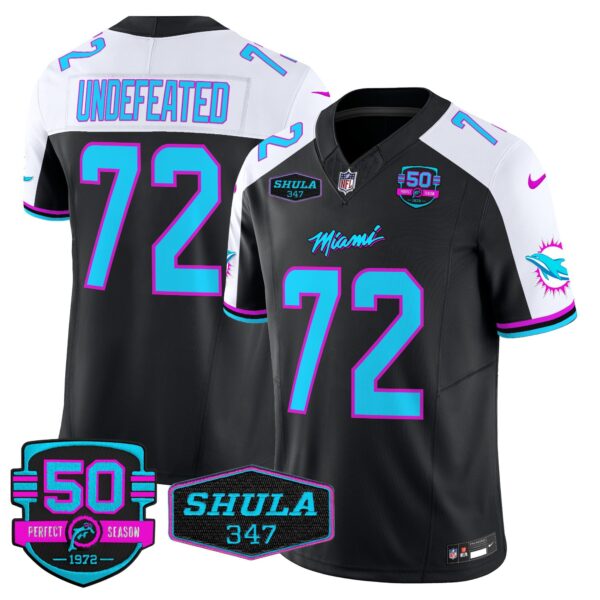 Dolphins Miami Vice Vapor Limited Jersey V4 – All Stitched – Black Alternate – Undefeated Jersey