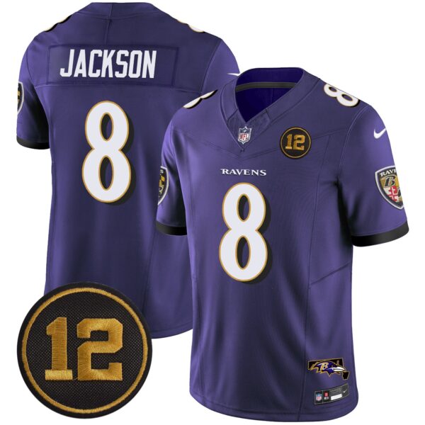 Ravens Jacoby Jones Patch Vapor Limited Jersey – All Stitched – Purple – Lamar Jackson Jersey