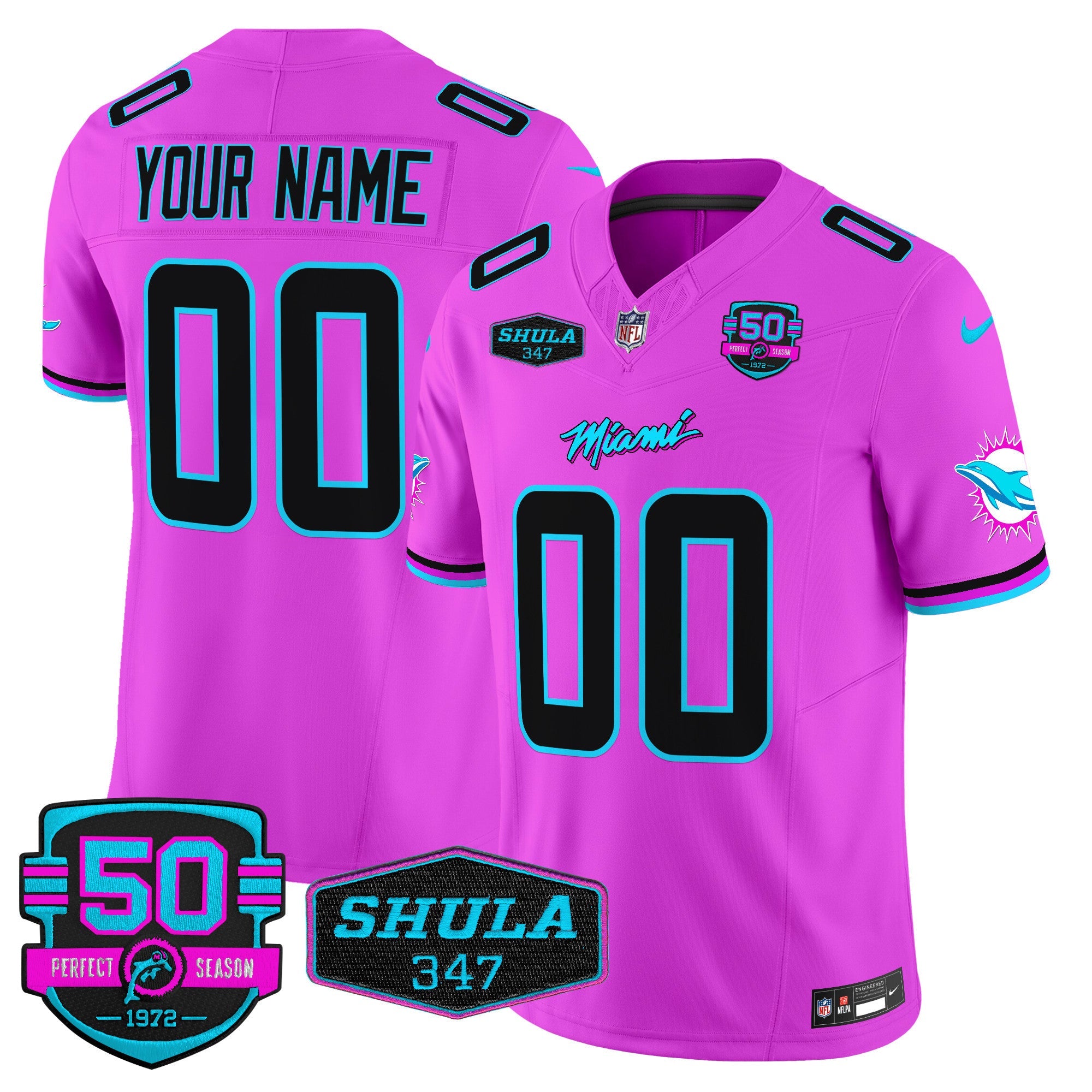 Dolphins Miami Vice Vapor Limited Custom Jersey V4 – All Stitched – Pink Jersey
